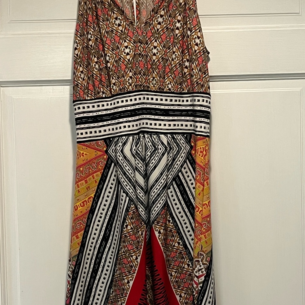London Style Earthy Tones Geometric Dress